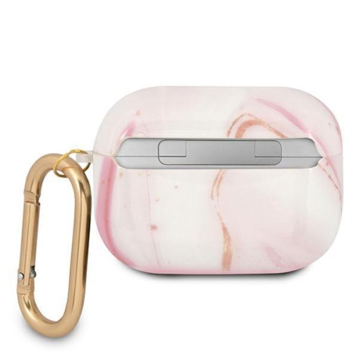 Husa cu breloc Guess 4G Script Logo, pentru Apple AirPods Pro, TPU, roz