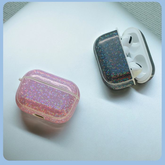 Husa cu breloc Nillkin Shining Protection Glitter, pentru Apple AirPods Pro, piele ecologica si TPU, negru