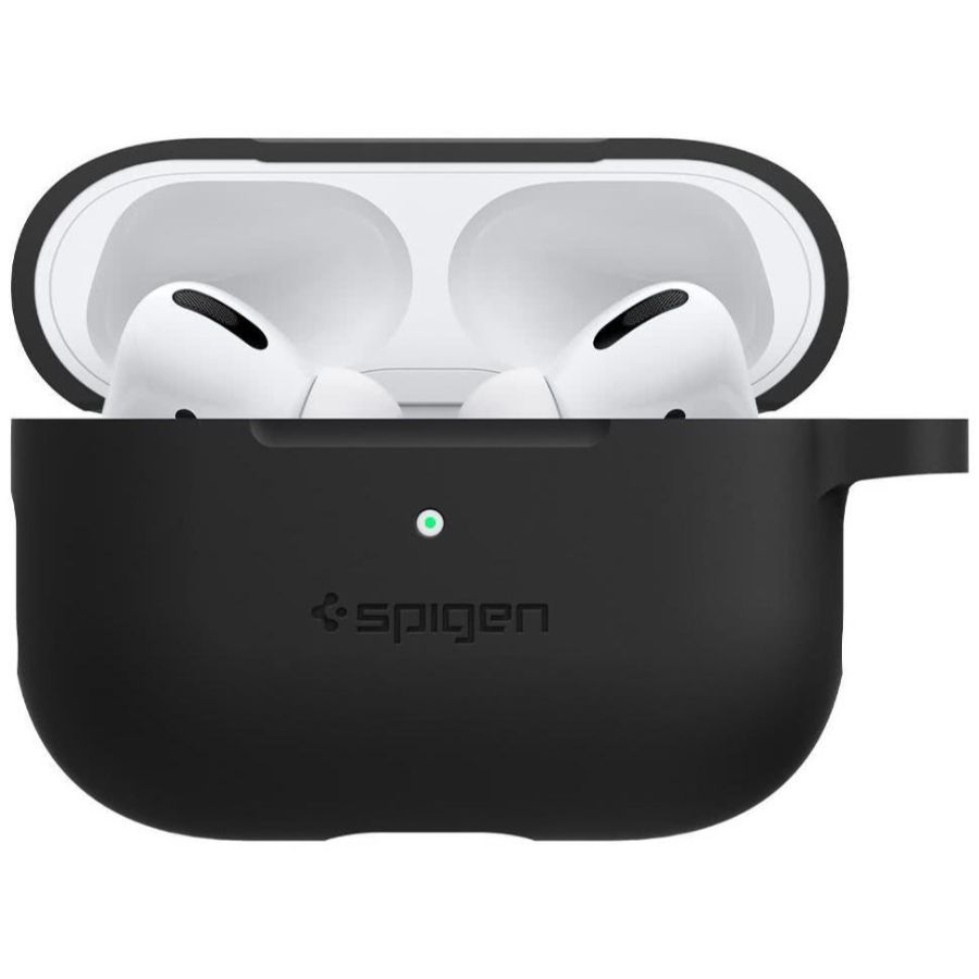 Husa cu breloc Spigen Fit, pentru Apple AirPods Pro, silicon, negru