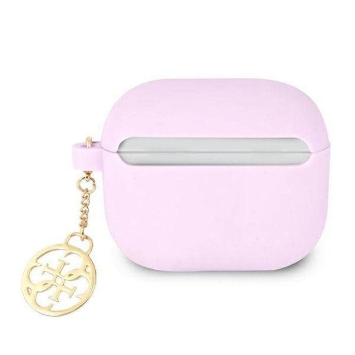 Husa cu breloc Guess 4G Charms, pentru Apple Airpods 3, silicon, mov