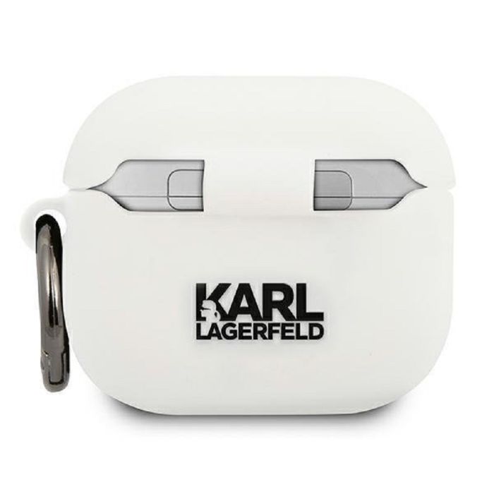 Husa cu breloc Karl Lagerfeld Choupette, pentru Apple Airpods 3, silicon, alb