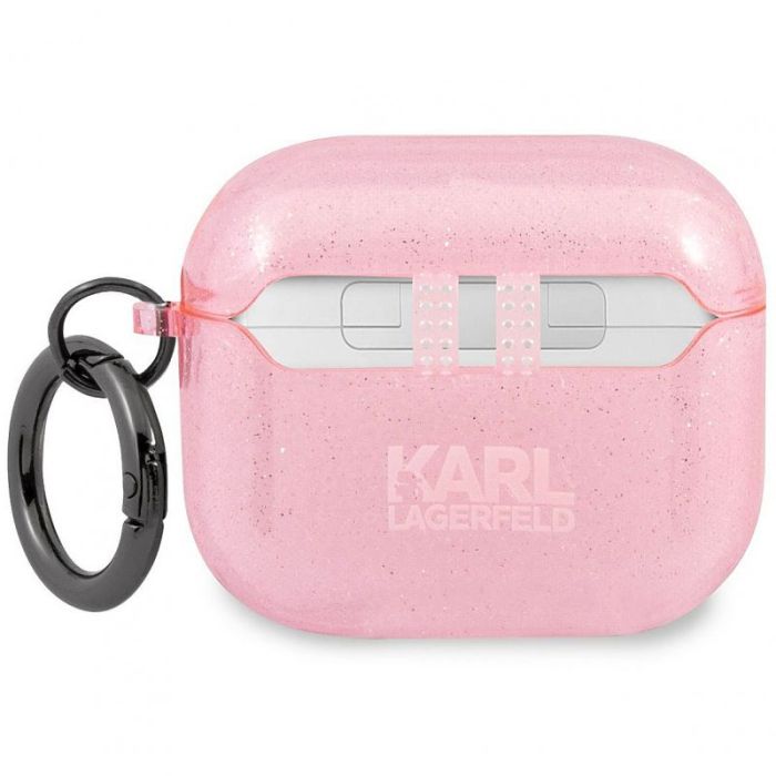 Husa cu breloc Karl Lagerfeld Choupette Head, pentru Apple Airpods 3, TPU, roz