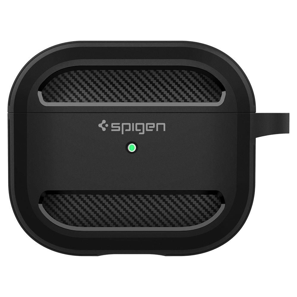 Husa cu breloc Spigen Rugged Armor, pentru Apple Airpods 3, silicon, negru