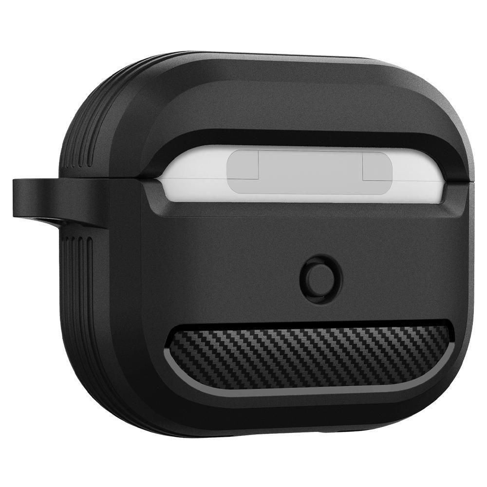 Husa cu breloc Spigen Rugged Armor, pentru Apple Airpods 3, silicon, negru