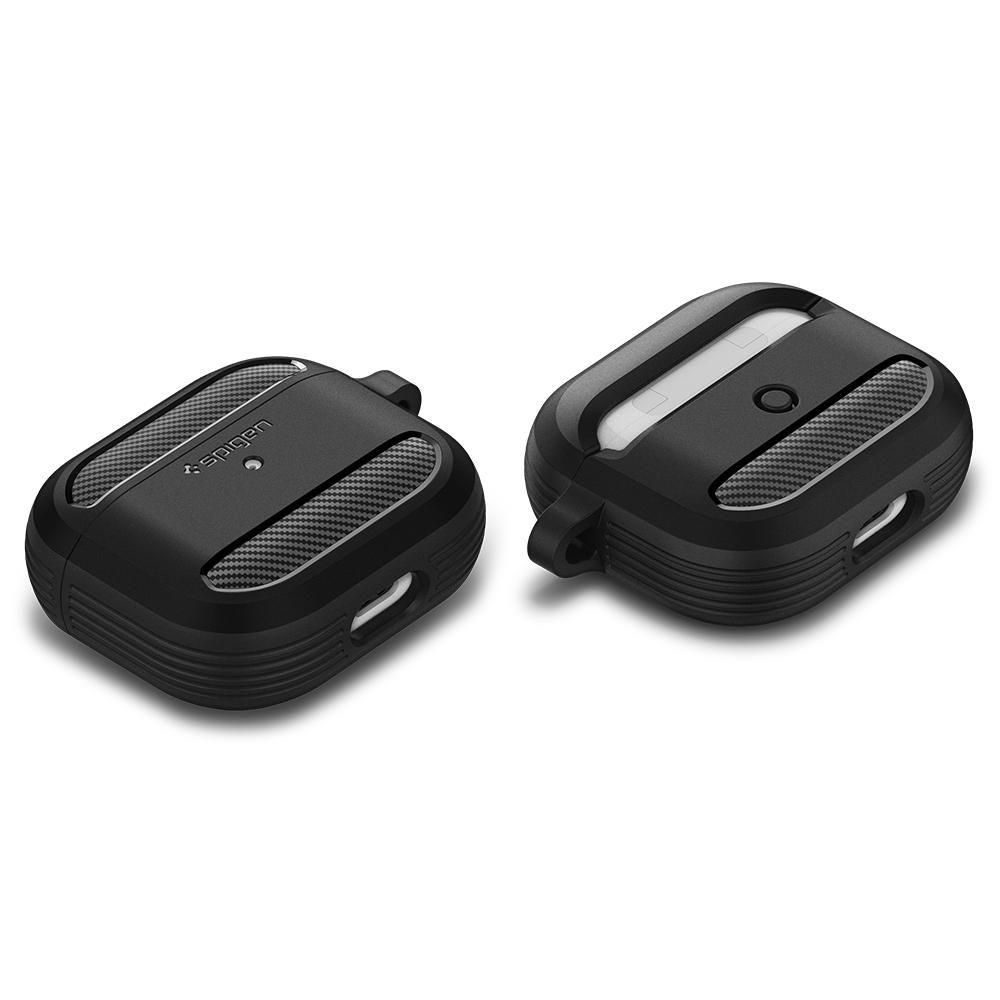 Husa cu breloc Spigen Rugged Armor, pentru Apple Airpods 3, silicon, negru