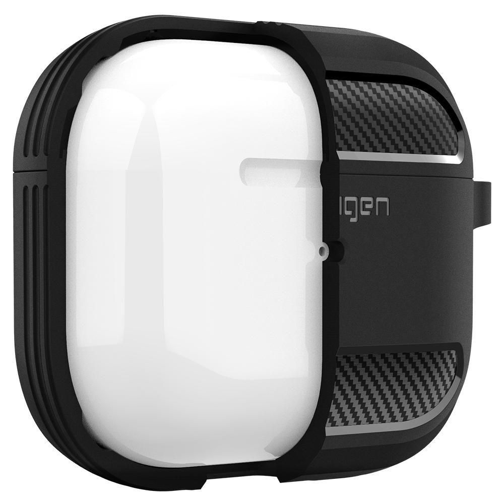 Husa cu breloc Spigen Rugged Armor, pentru Apple Airpods 3, silicon, negru