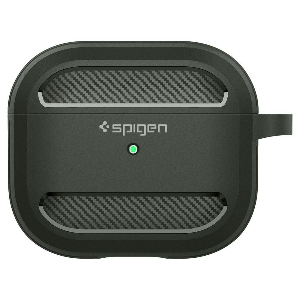 Husa cu breloc Spigen Rugged Armor, pentru Apple Airpods 3, silicon, verde