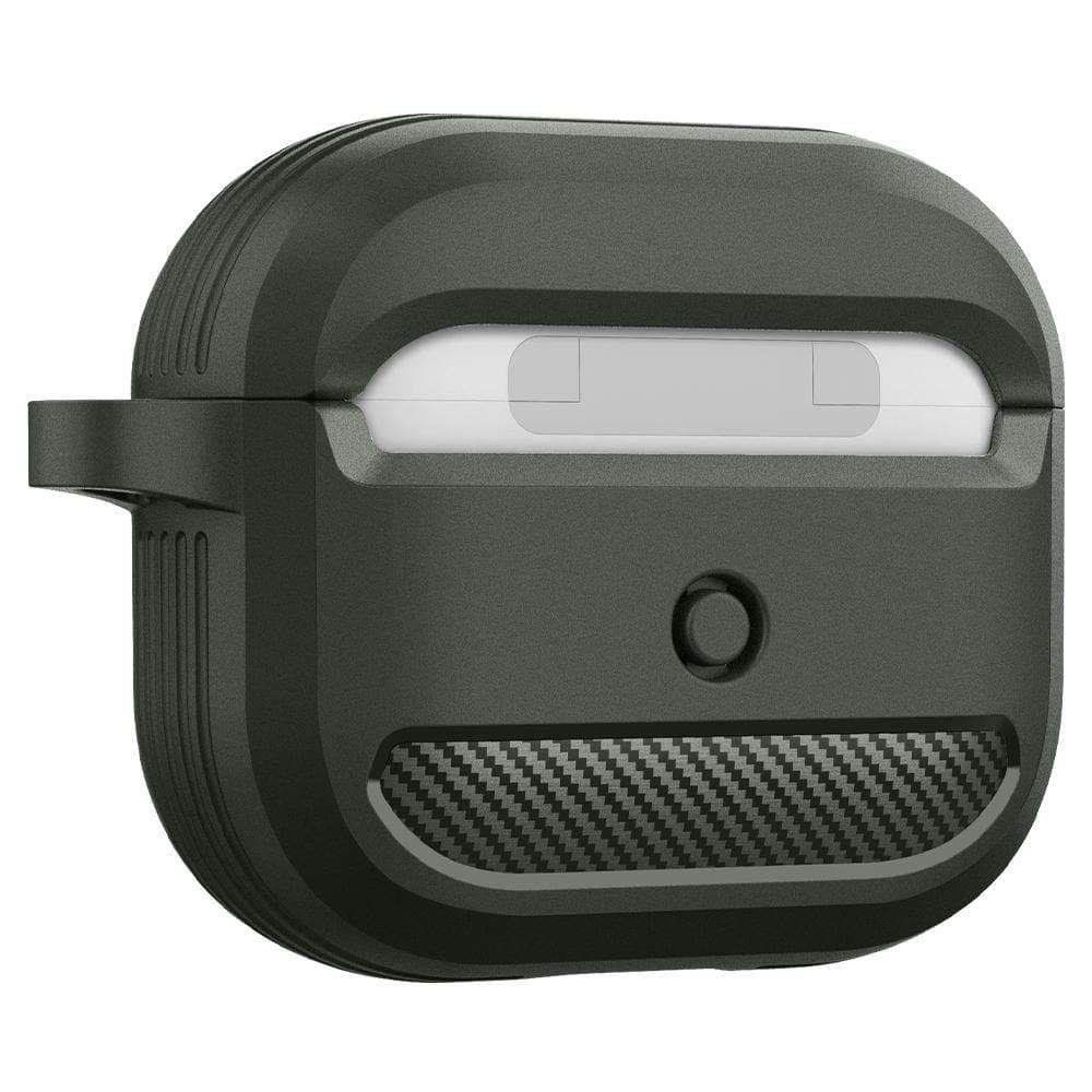 Husa cu breloc Spigen Rugged Armor, pentru Apple Airpods 3, silicon, verde