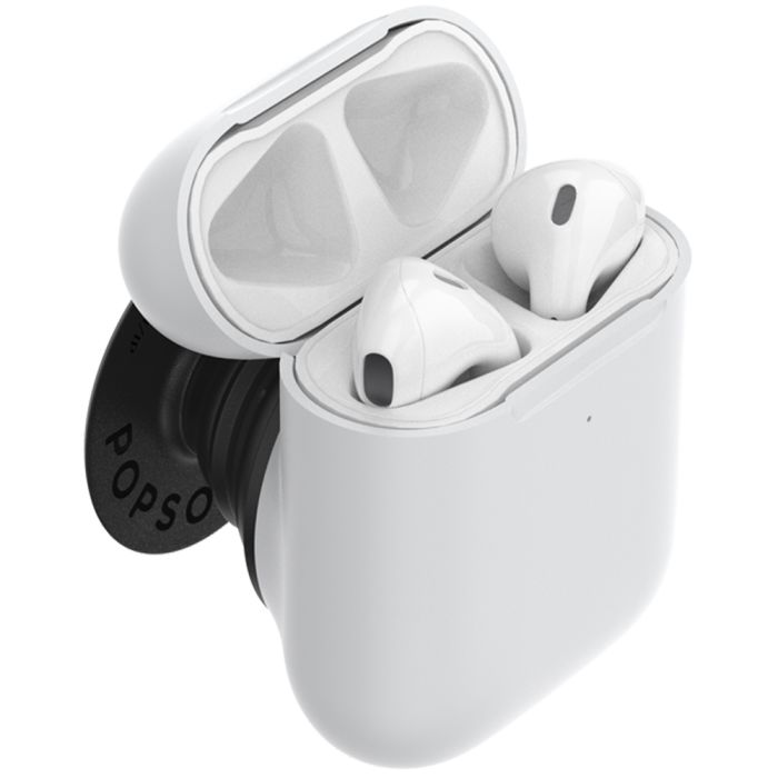 Suport telefon Popsockets PopGrip Stand AirPods Holder, policarbonat, TPU si poliuretan, alb