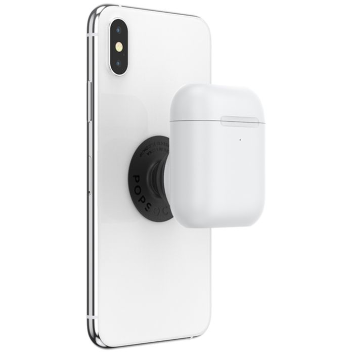 Suport telefon Popsockets PopGrip Stand AirPods Holder, policarbonat, TPU si poliuretan, alb