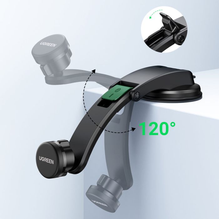 Suport auto Ugreen LP360, magnetic, prindere cu ventuza, negru