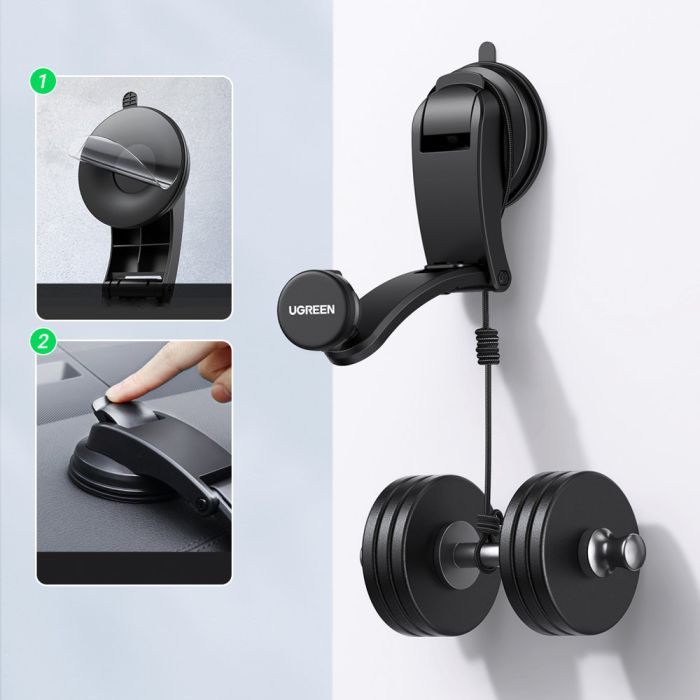 Suport auto Ugreen LP360, magnetic, prindere cu ventuza, negru