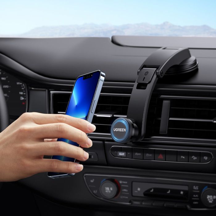 Suport auto Ugreen LP360, magnetic, prindere cu ventuza, negru