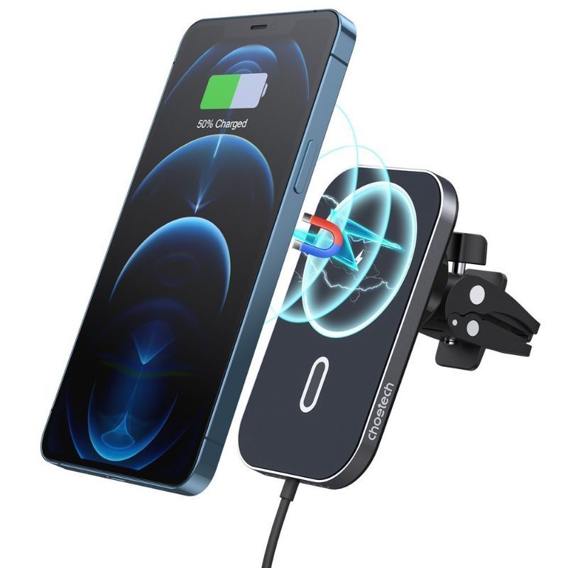 Suport auto Choetech, magnetic, incarcare Wireless, 15W, prindere la sistemul de ventilatie, negru