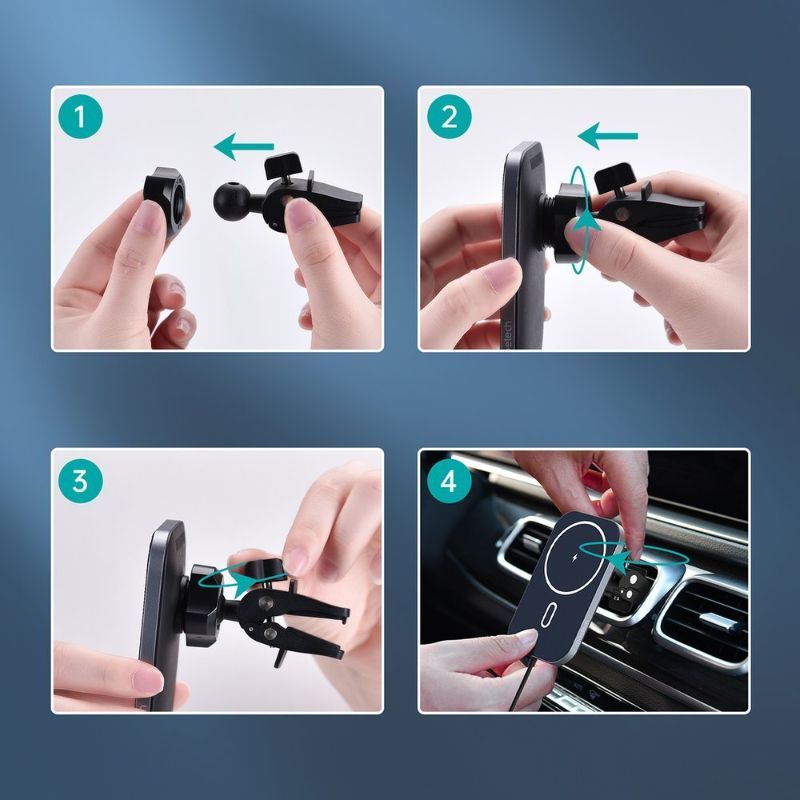 Suport auto Choetech, magnetic, incarcare Wireless, 15W, prindere la sistemul de ventilatie, negru