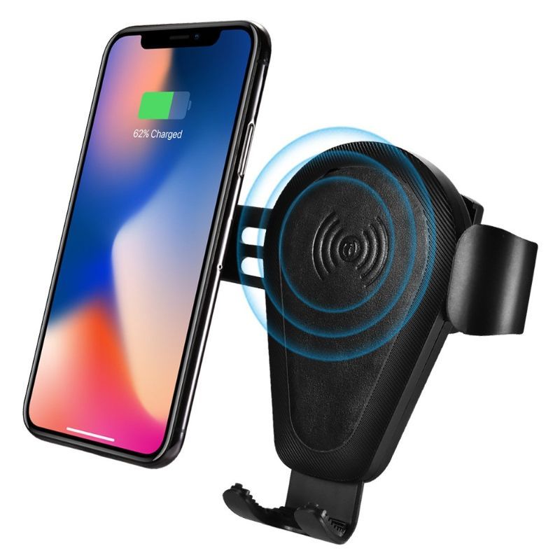 Suport auto iCarer Gravity, cu incarcare wireless, 10 W, negru, prindere la ventilatie