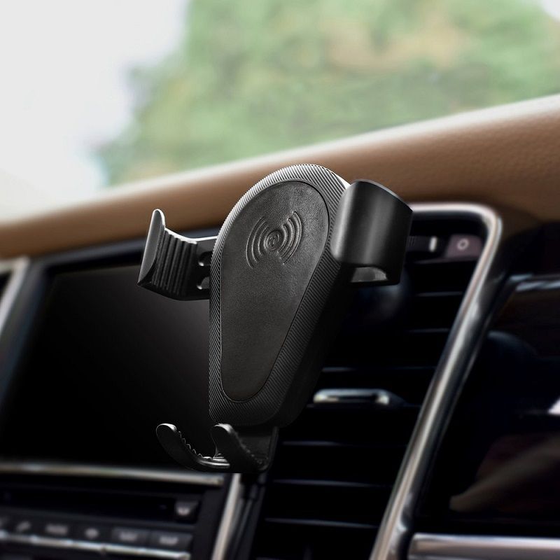 Suport auto iCarer Gravity, cu incarcare wireless, 10 W, negru, prindere la ventilatie