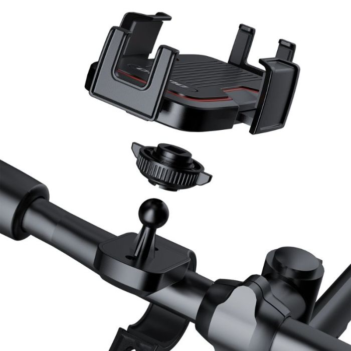 Suport telefon pentru bicicleta Dudao F7PRO, prindere de ghidon, rotatie 360 grade, suprafata antiaderenta, negru