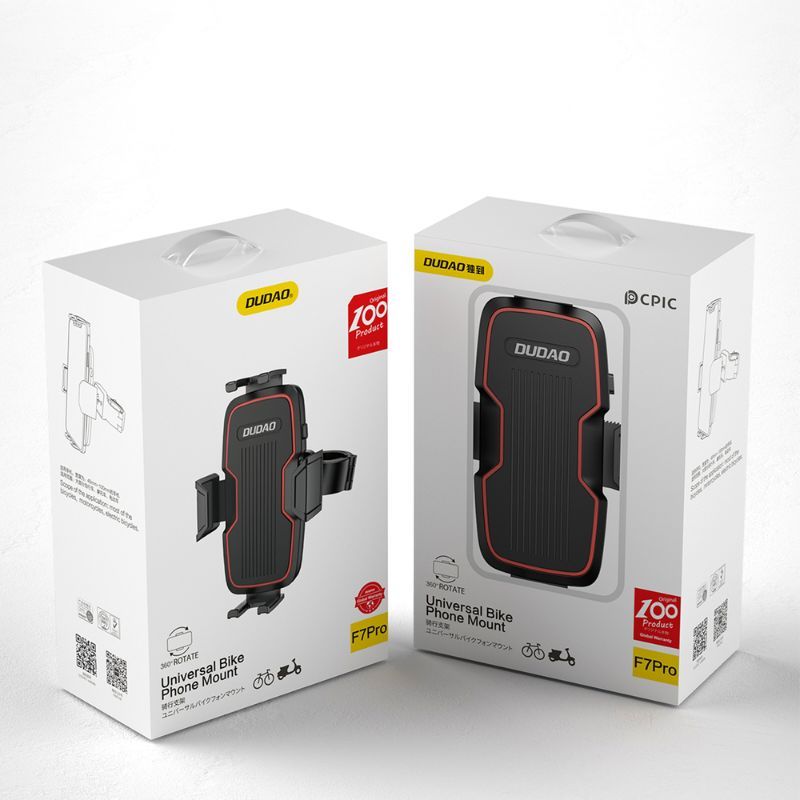 Suport telefon pentru bicicleta Dudao F7PRO, prindere de ghidon, rotatie 360 grade, suprafata antiaderenta, negru