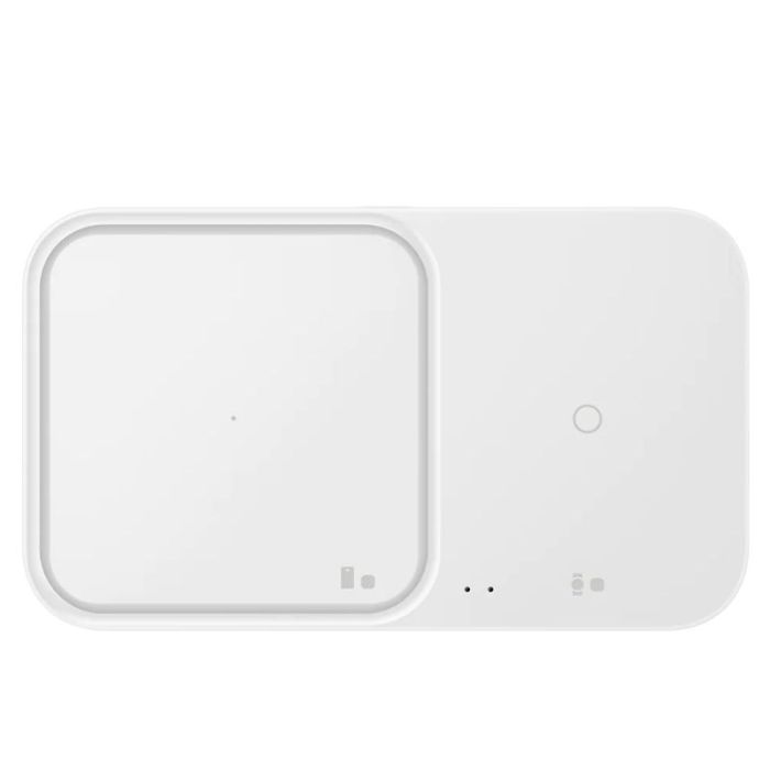 Incarcator wireless pentru telefon Samsung Duo Pad, alb, cu incarcare rapida, incarcator priza inclus, 15 W