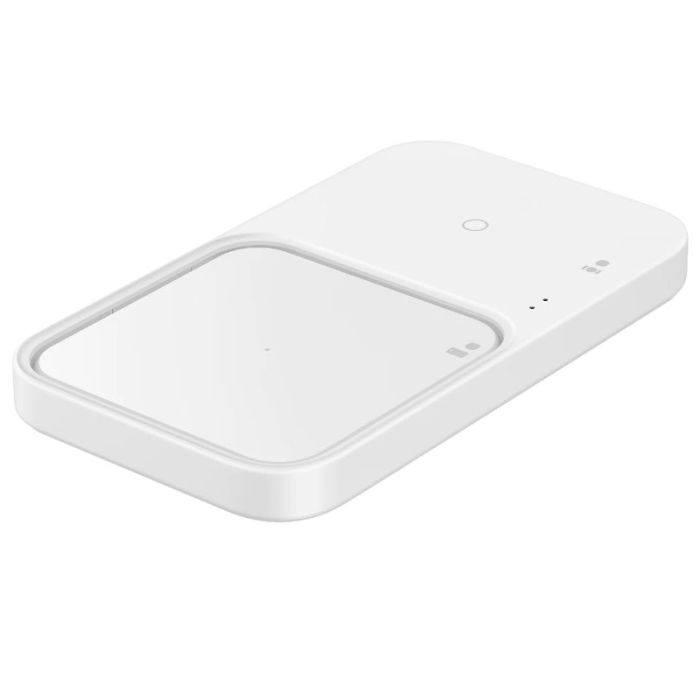 Incarcator wireless pentru telefon Samsung Duo Pad, alb, cu incarcare rapida, incarcator priza inclus, 15 W