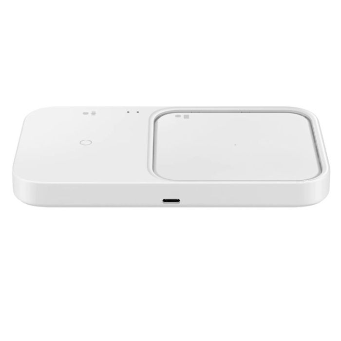 Incarcator wireless pentru telefon Samsung Duo Pad, alb, cu incarcare rapida, incarcator priza inclus, 15 W