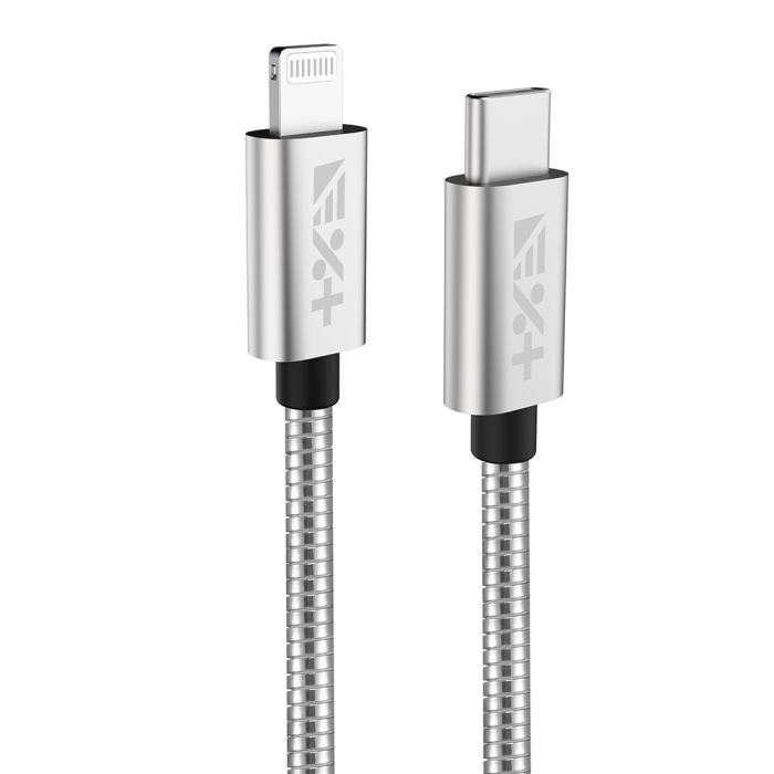 Cablu de date si incarcare Lightning la Type-C Next One, invelis metalic, lungime 1.2 m, argintiu