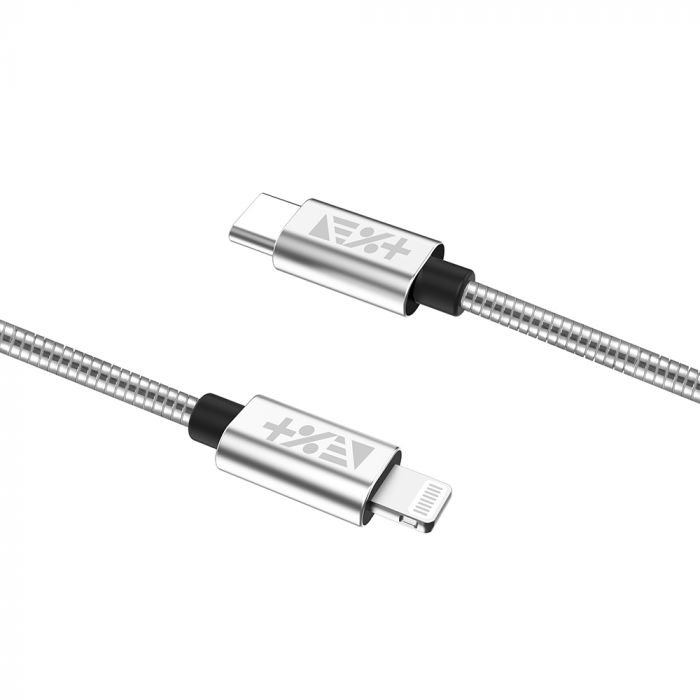 Cablu de date si incarcare Lightning la Type-C Next One, invelis metalic, lungime 1.2 m, argintiu