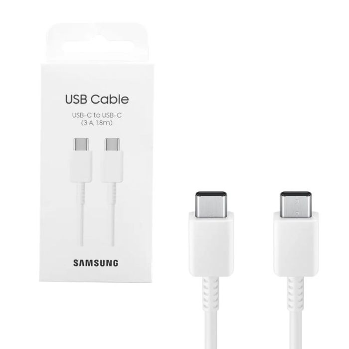 Cablu de date si incarcare USB Type-C la USB Type-C Samsung Original, lungime 1.8 m, 3A, alb