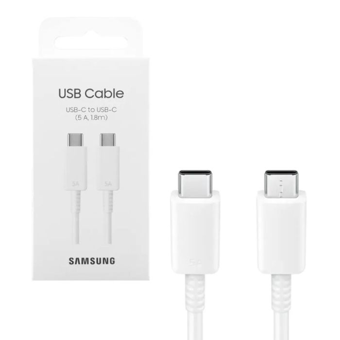 Cablu de date si incarcare USB Type-C la USB Type-C Samsung Original, lungime 1.8 m, 5A, alb