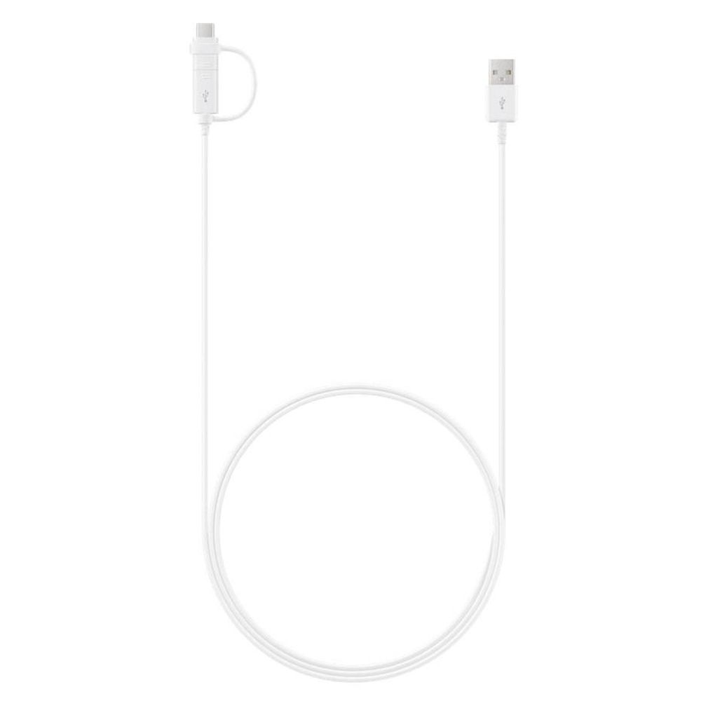 Cablu de date si incarcare USB la USB Type-C, microUSB Samsung Combo, lungime 1.5 m, alb