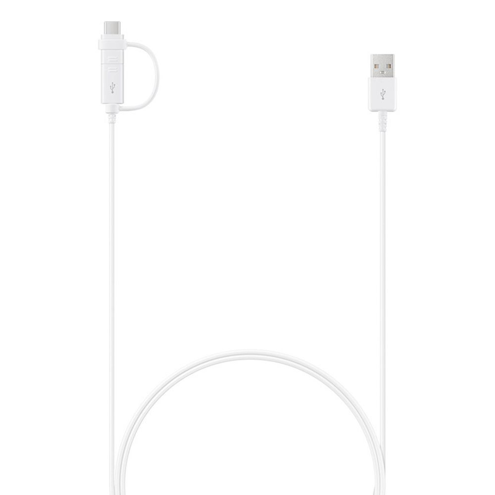 Cablu de date si incarcare USB la USB Type-C, microUSB Samsung Combo, lungime 1.5 m, alb