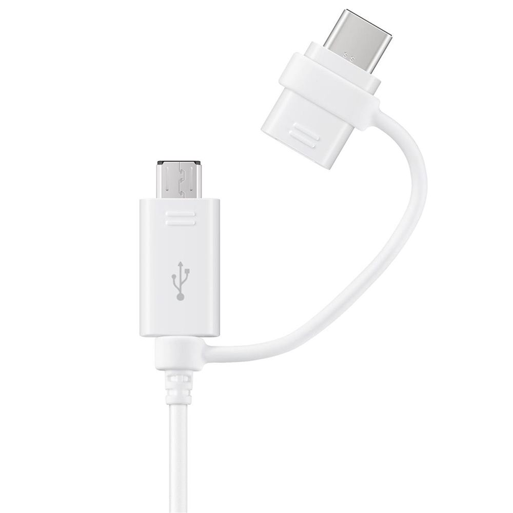 Cablu de date si incarcare USB la USB Type-C, microUSB Samsung Combo, lungime 1.5 m, alb