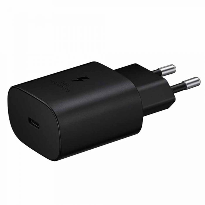 Incarcator retea pentru telefon Samsung Travel Fast Charging, 25W, negru, cablu detasabil inclus, iesire USB tip C