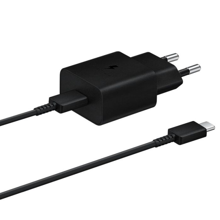 Incarcator retea pentru telefon Samsung Original, 15W, negru, cablu detasabil inclus, iesire USB tip C