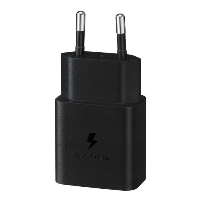 Incarcator retea pentru telefon Samsung Original, 15W, negru, cablu detasabil inclus, iesire USB tip C