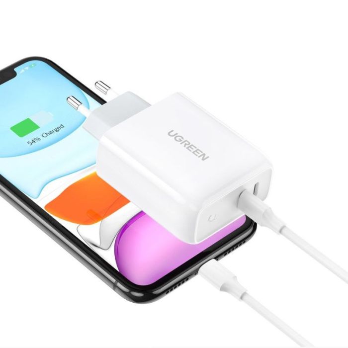 Incarcator retea pentru telefon Ugreen Quick Charger, 36W, 2 x USB 5V/3A, alb
