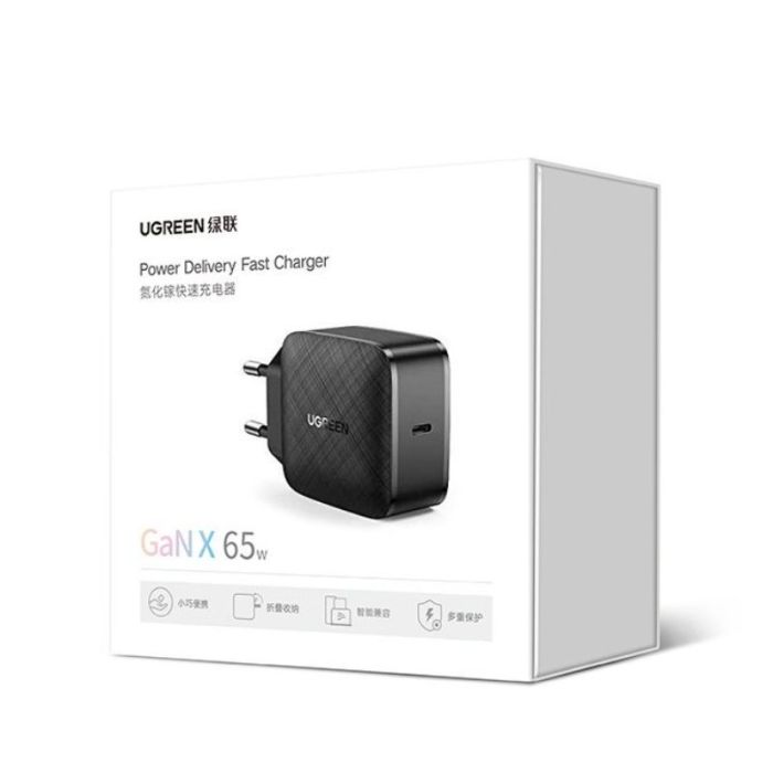 Incarcator retea pentru telefon Ugreen Quick Charger, GaN, 65W, 1 x USB Type-C, 5V/3A, negru