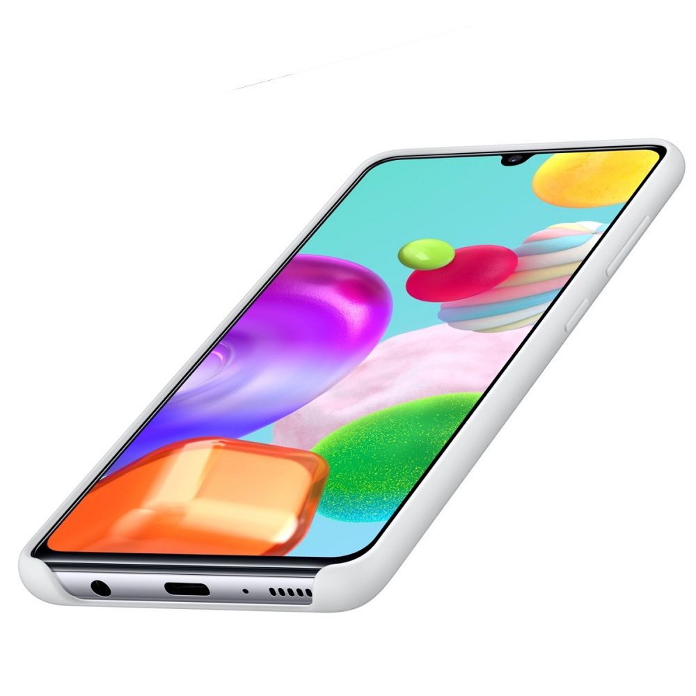 Husa telefon originala Samsung Silicone Cover, pentru Samsung Galaxy A41, alb
