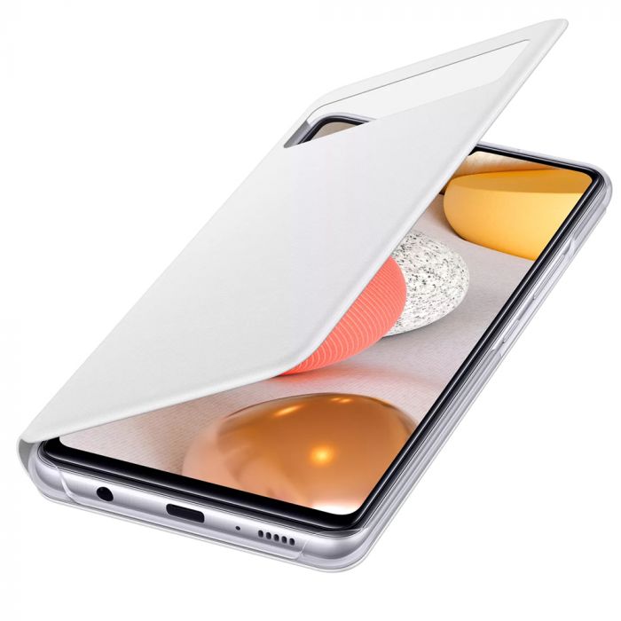 Husa telefon originala Samsung Smart S View Cover, pentru Samsung Galaxy A42 5G, alb
