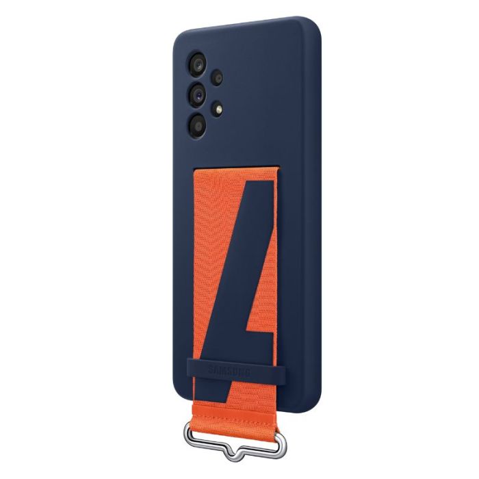 Husa telefon originala Samsung Silicone Cover with Strap, pentru Samsung Galaxy A53 5G, albastru