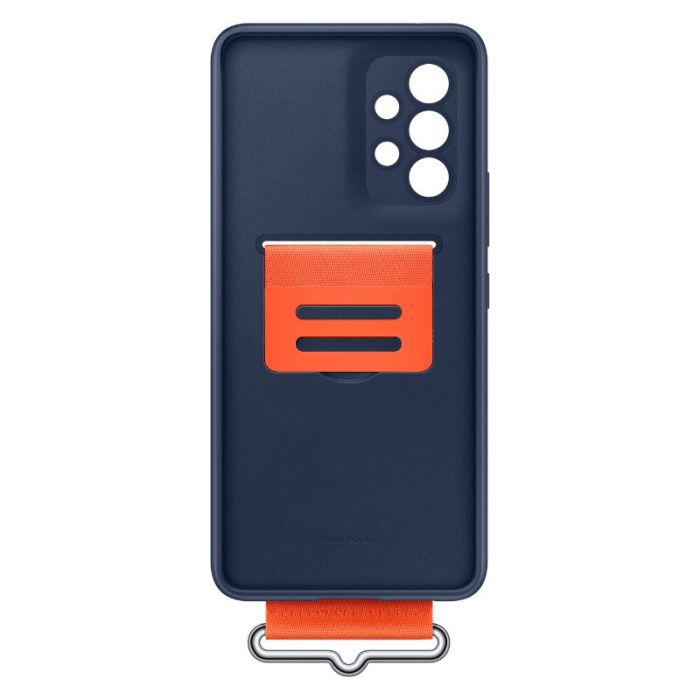 Husa telefon originala Samsung Silicone Cover with Strap, pentru Samsung Galaxy A53 5G, albastru