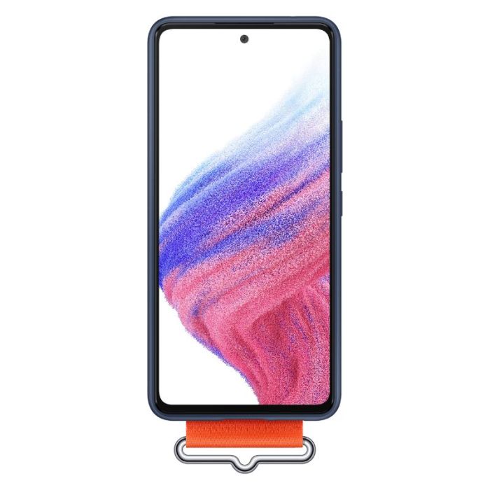 Husa telefon originala Samsung Silicone Cover with Strap, pentru Samsung Galaxy A53 5G, albastru