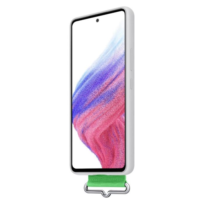 Husa telefon originala Samsung Silicone Cover with Strap, pentru Samsung Galaxy A53 5G, alb