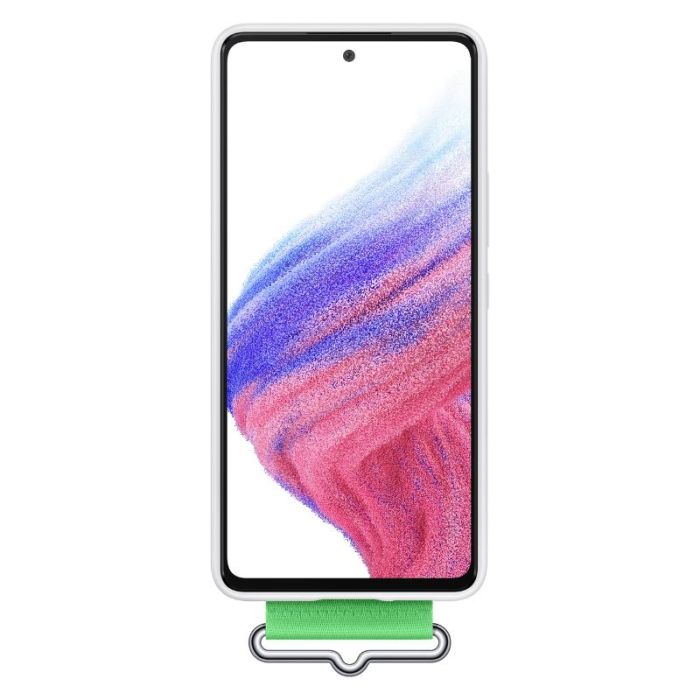 Husa telefon originala Samsung Silicone Cover with Strap, pentru Samsung Galaxy A53 5G, alb