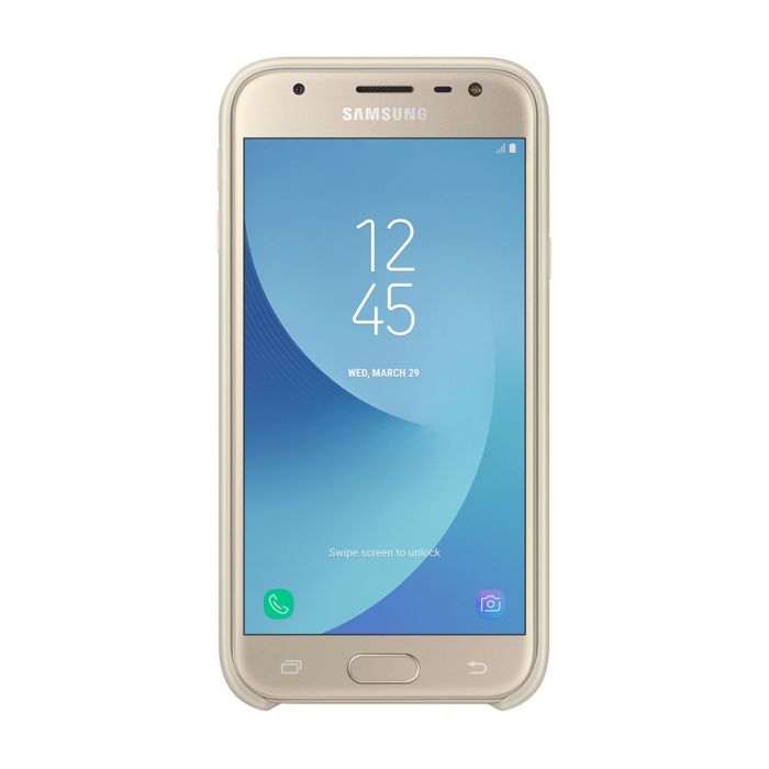 Husa telefon originala Samsung Dual Layer Cover, pentru Samsung Galaxy J3 2017, auriu