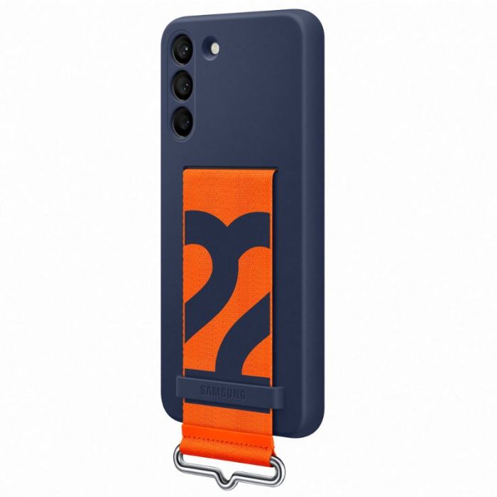Husa telefon originala Samsung Silicone Cover with Strap, pentru Samsung Galaxy S21 Ultra, albastru