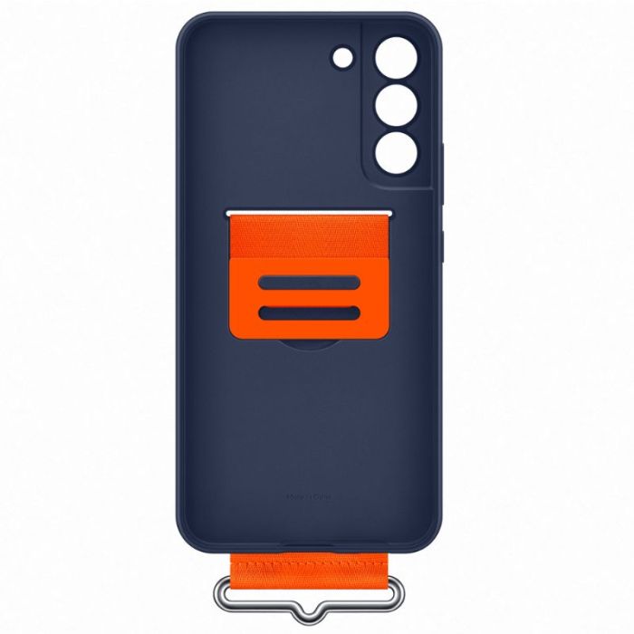 Husa telefon originala Samsung Silicone Cover with Strap, pentru Samsung Galaxy S21 Ultra, albastru