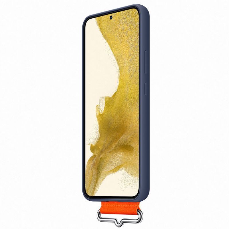 Husa telefon originala Samsung Silicone Cover with Strap, pentru Samsung Galaxy S21 Ultra, albastru