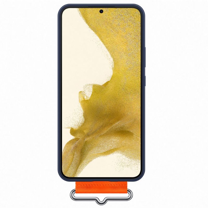 Husa telefon originala Samsung Silicone Cover with Strap, pentru Samsung Galaxy S21 Ultra, albastru